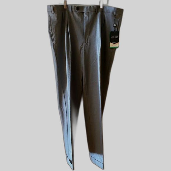 Lauren by Ralph Lauren Men's Pants UltraFlex Light Grey Pleated and Cuffed 40x34 - Picture 2 of 10